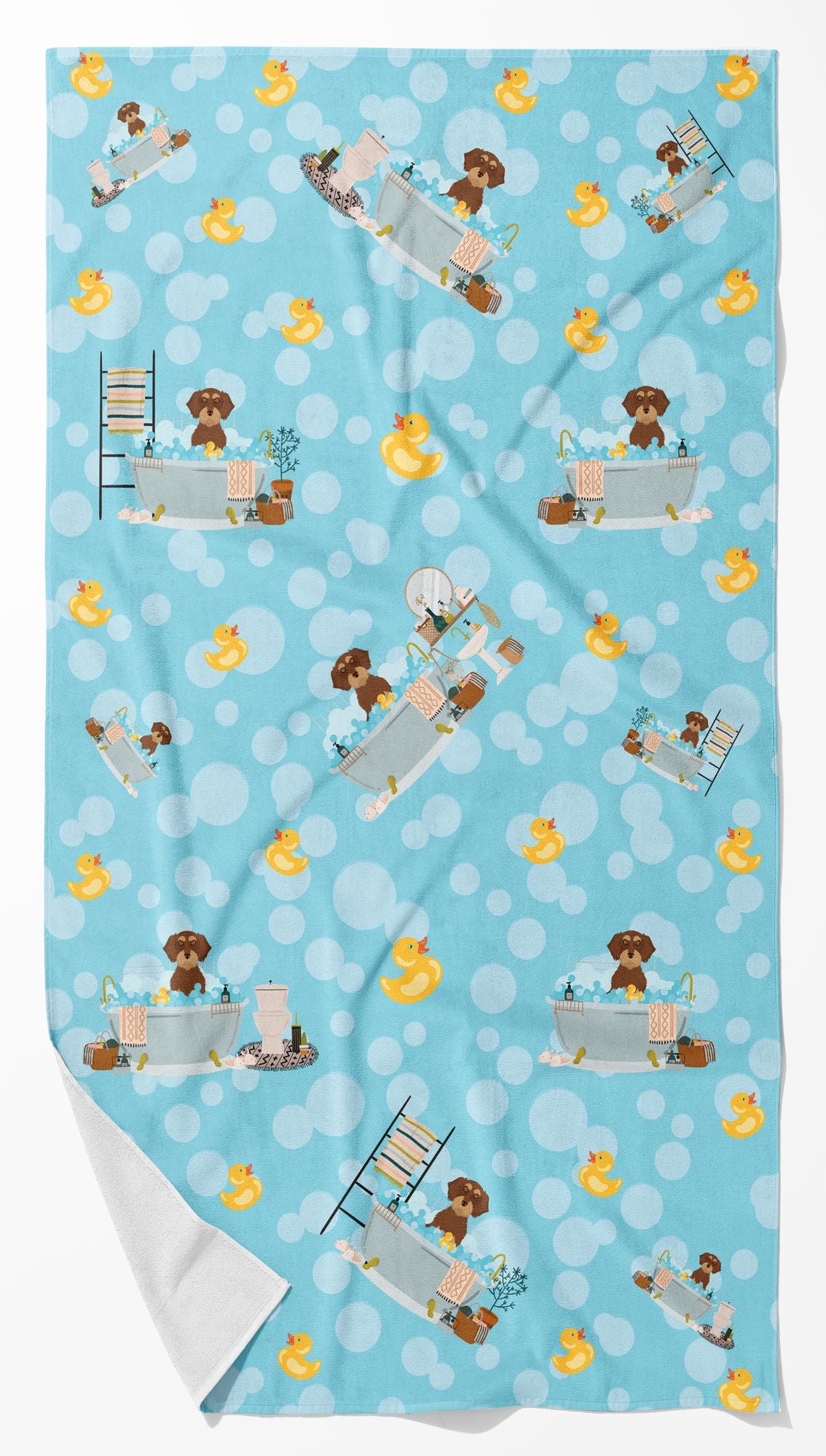 Wirehair Red and Tan Dachshund Art Bath Towel