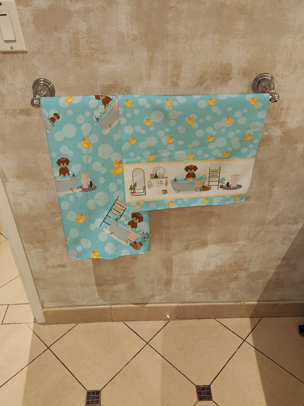 Wirehair Red and Tan Dachshund Art Bath Towel