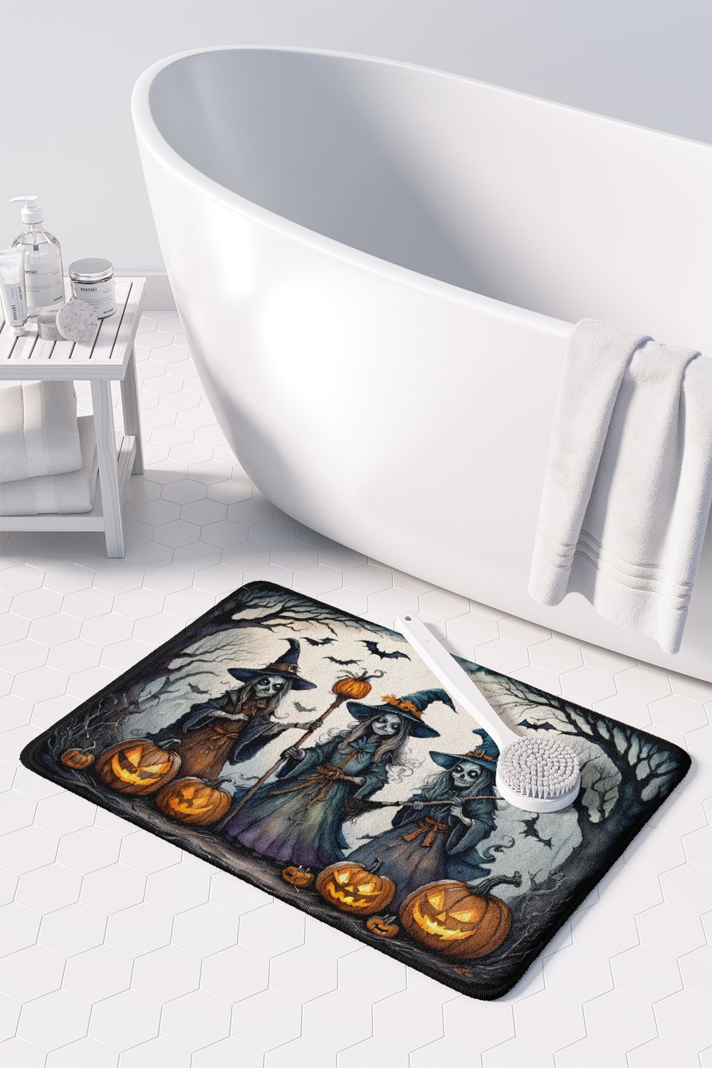 Spooky Witches Halloween Cushioned Kitchen Mat