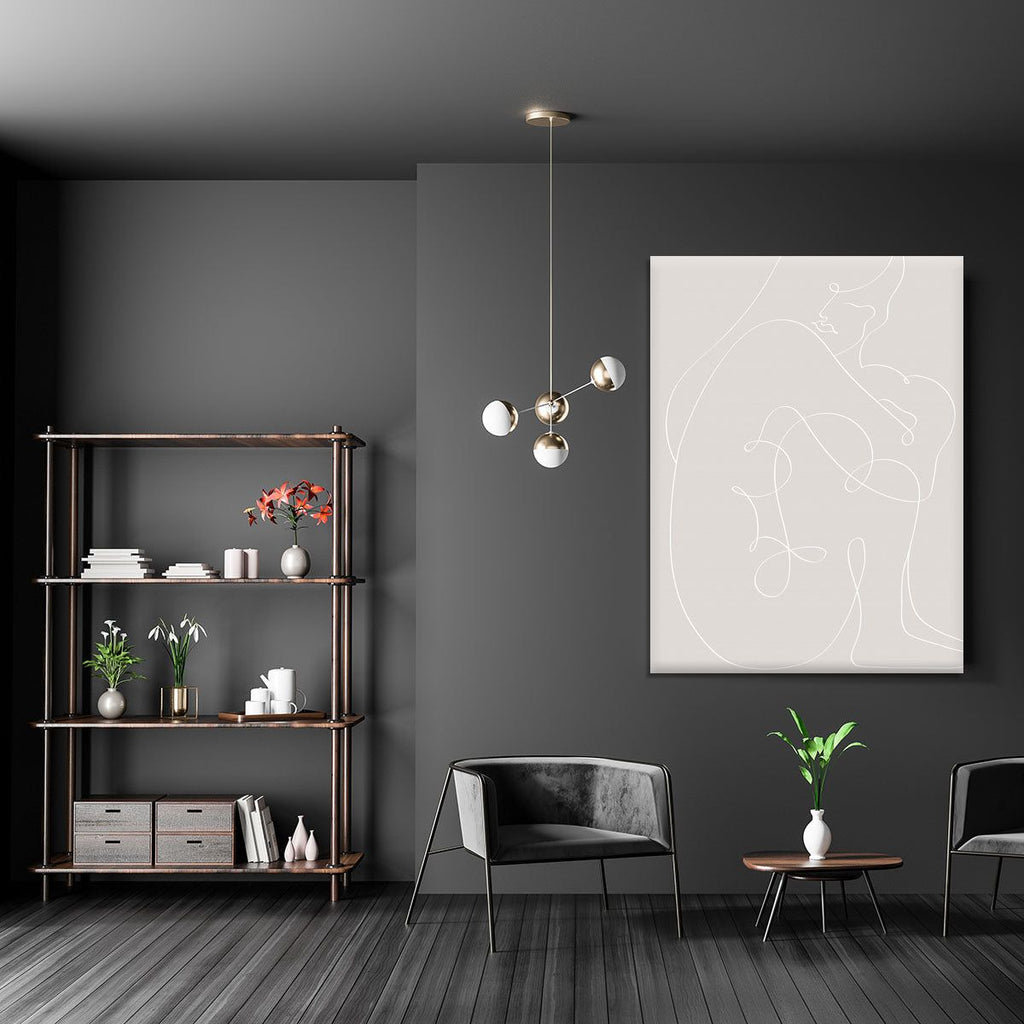Woman Lines White Modern Figure Wall Art