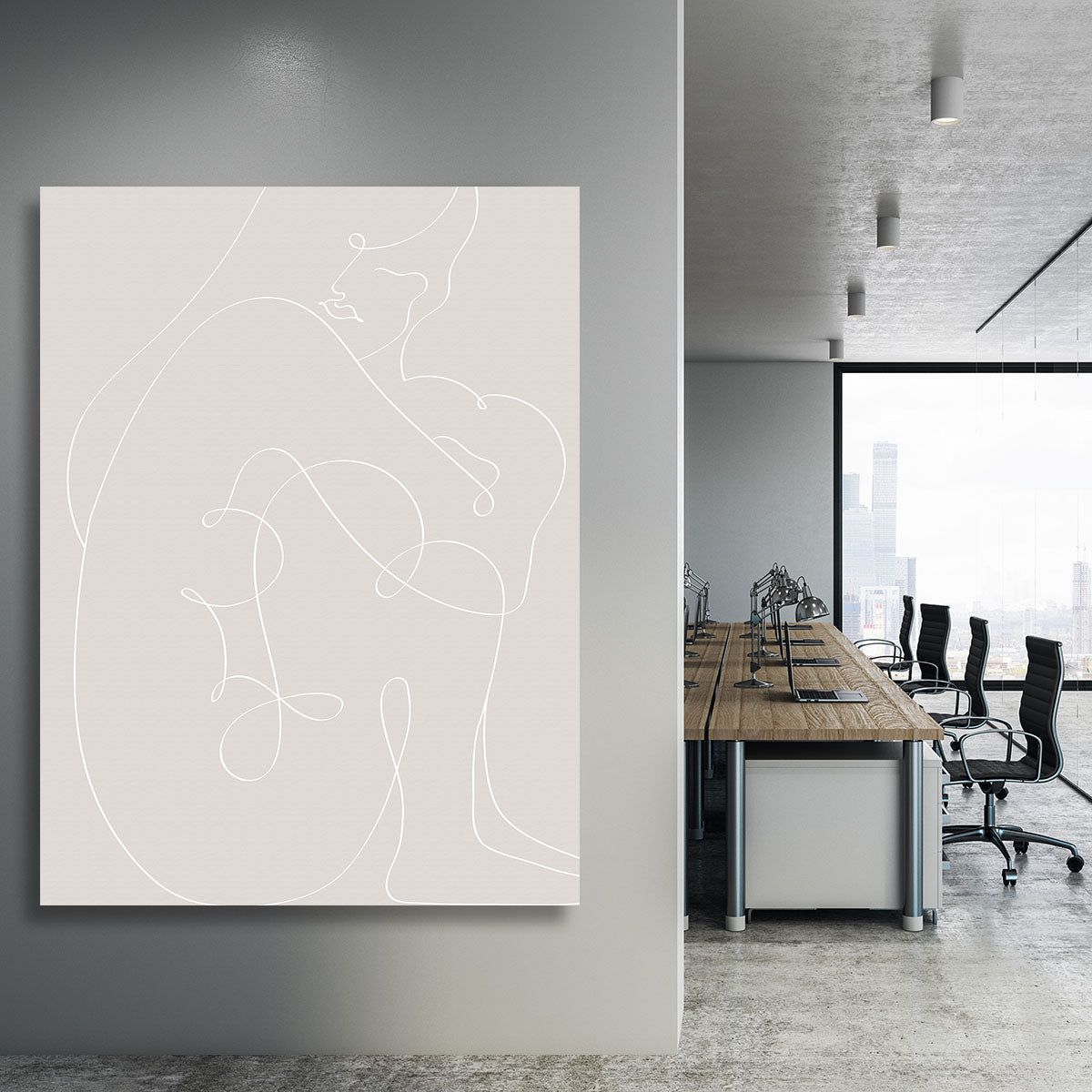 Woman Lines White Modern Figure Wall Art