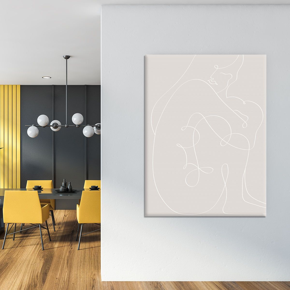 Woman Lines White Modern Figure Wall Art
