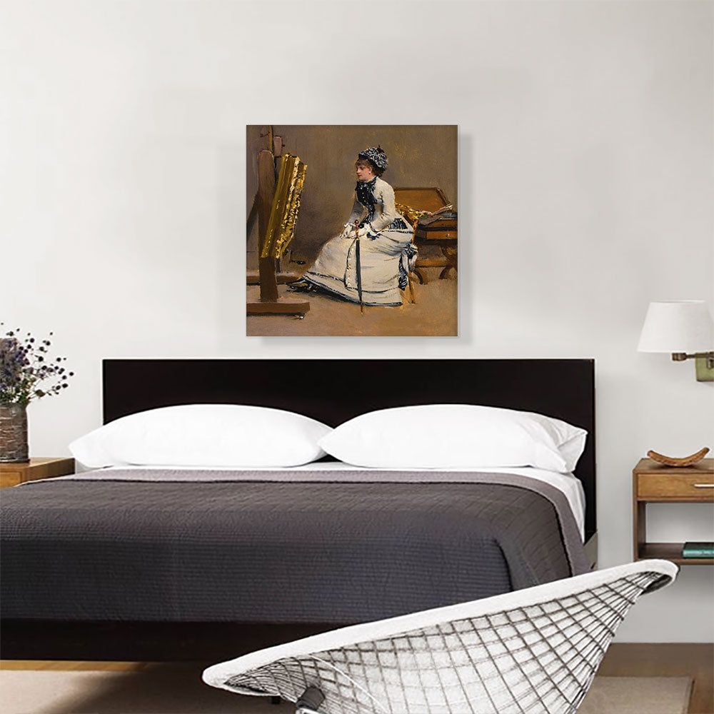 Woman Sitting in Front of a Table Canvas Wall Art