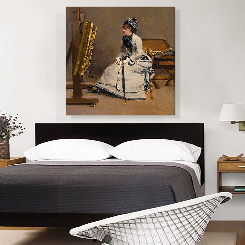Woman Sitting in Front of a Table Canvas Wall Art