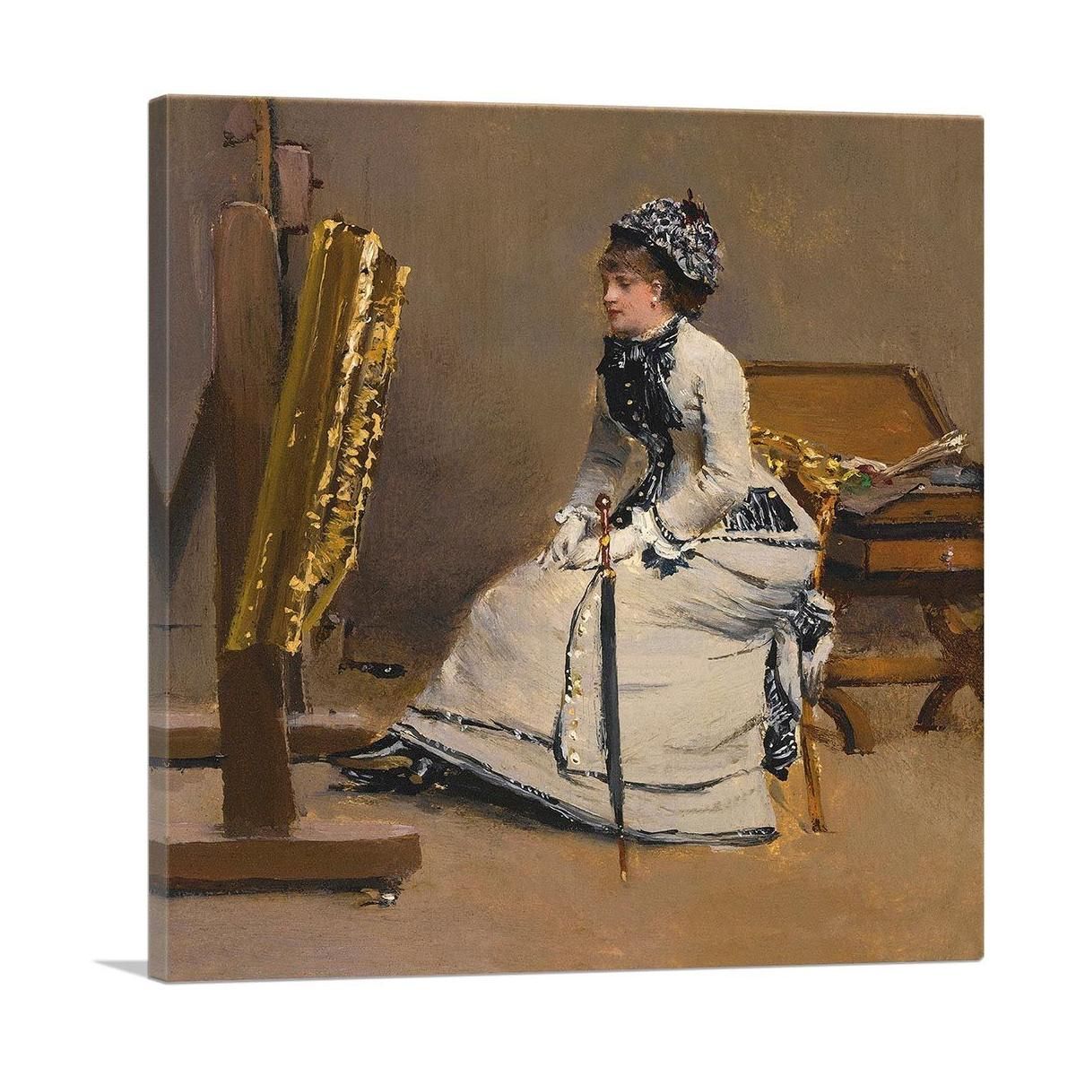 Woman Sitting in Front of a Table Canvas Wall Art