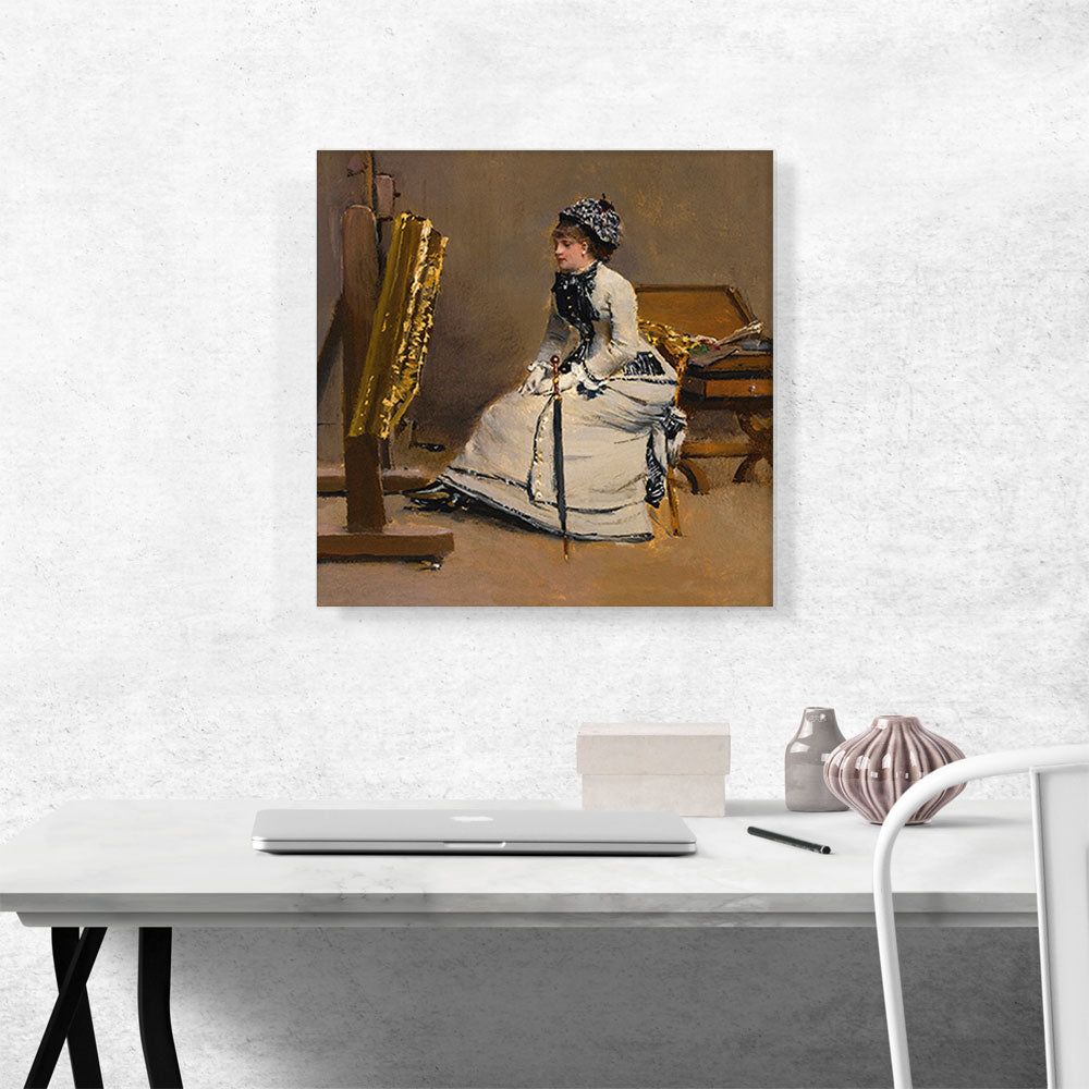 Woman Sitting in Front of a Table Canvas Wall Art