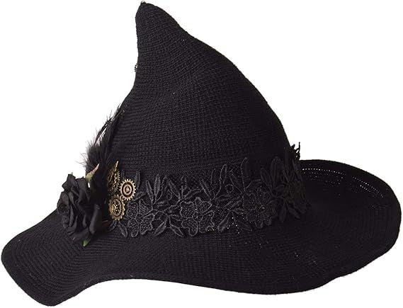 Shapeable Wide-Brim Knitted Witch Hat