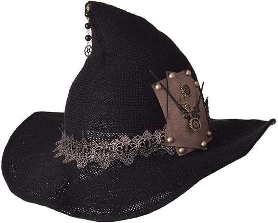 Shapeable Wide-Brim Knitted Witch Hat