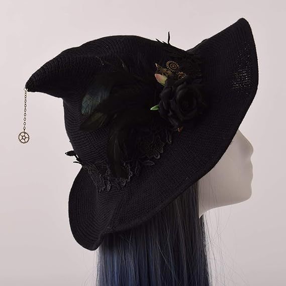 Shapeable Wide-Brim Knitted Witch Hat