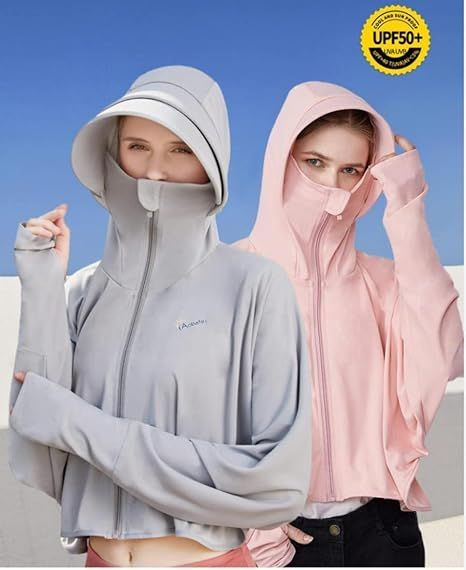 Women's Full-Zip Sun Jacket with Mask Hood