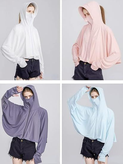 Women's Full-Zip Sun Jacket with Mask Hood