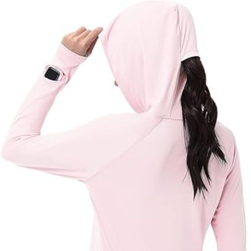 Women's Outdoor Sun Jacket - Light Pink Hooded Large