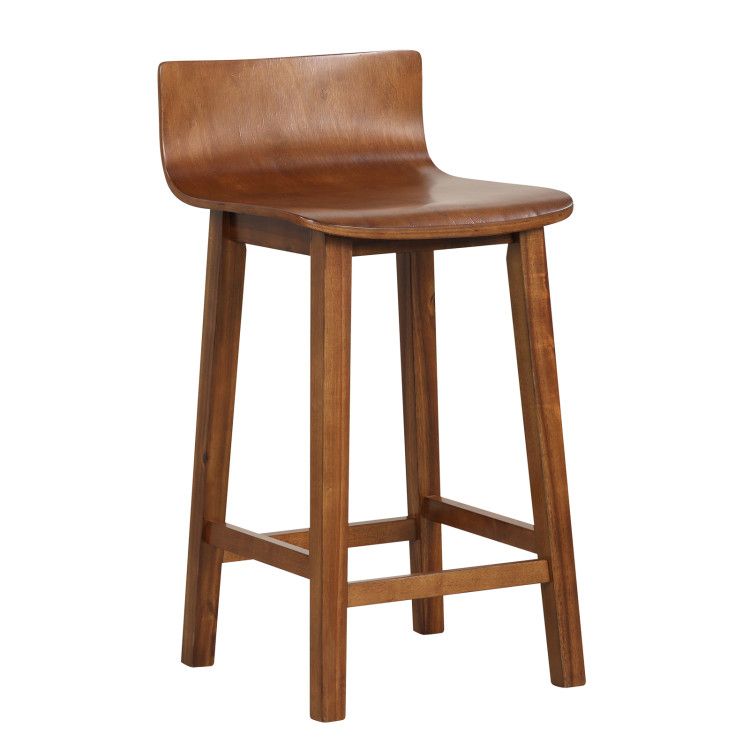 Mid-Century Inspired Bar Stools Set of 2 with Elegant Back