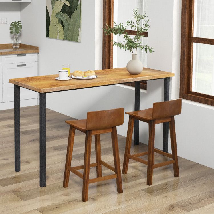 Mid-Century Inspired Bar Stools Set of 2 with Elegant Back