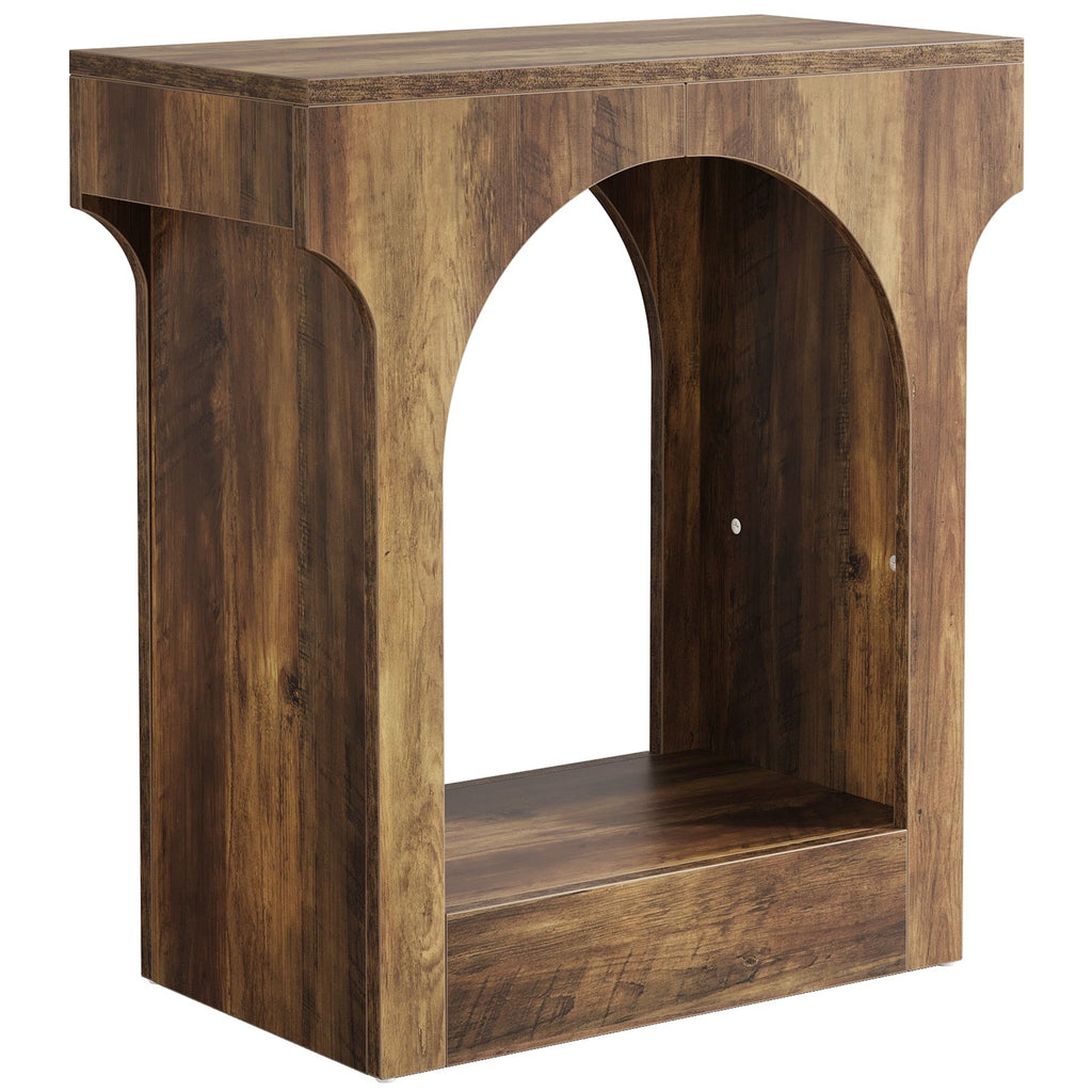 Arched Mid-Century Modern 2-Tier End Table with Storage