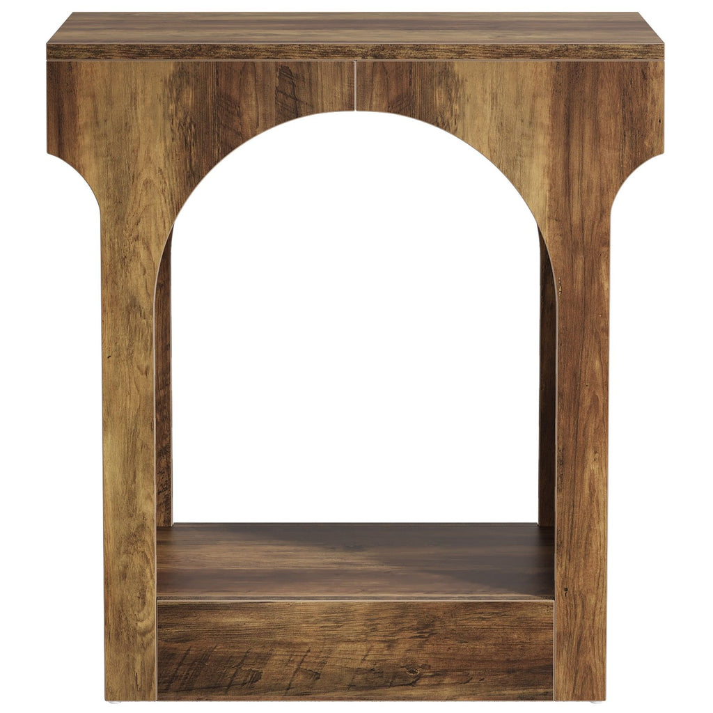 Arched Mid-Century Modern 2-Tier End Table with Storage