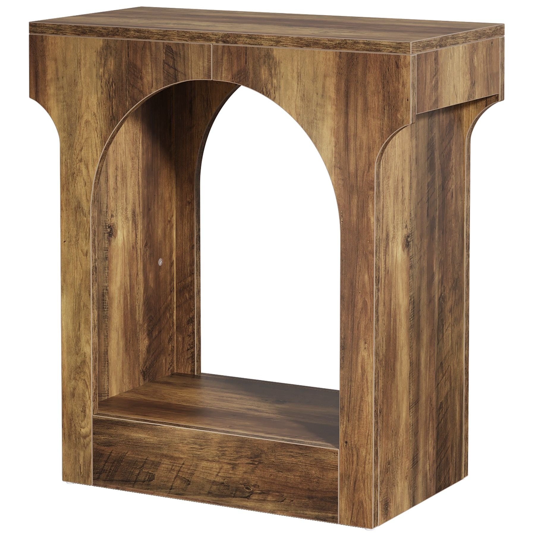 Arched Mid-Century Modern 2-Tier End Table with Storage