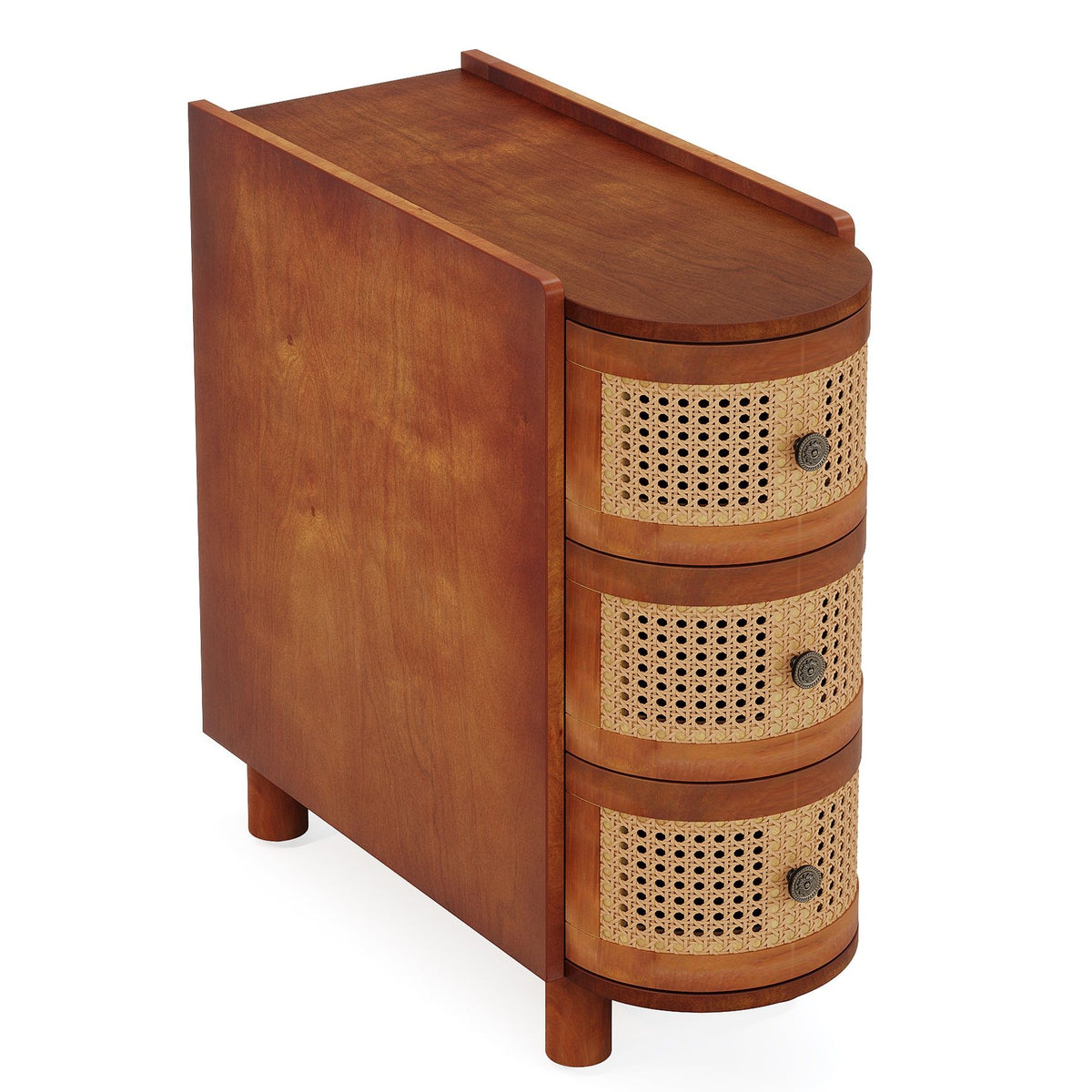 Curved Three-Drawer End Table with Textured Fronts