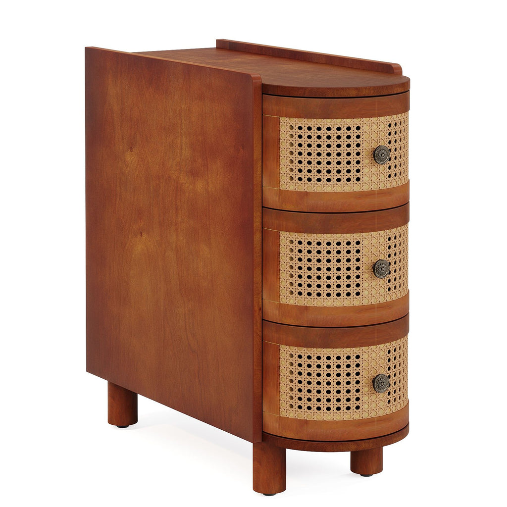 Curved Three-Drawer End Table with Textured Fronts