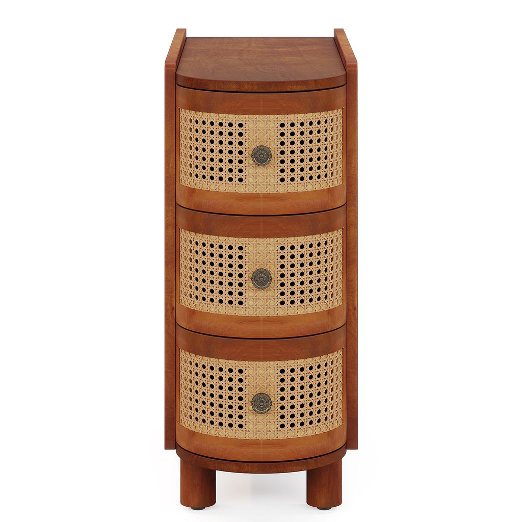 Curved Three-Drawer End Table with Textured Fronts