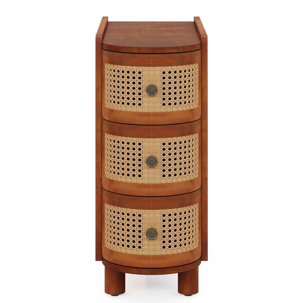 Curved Three-Drawer End Table with Textured Fronts