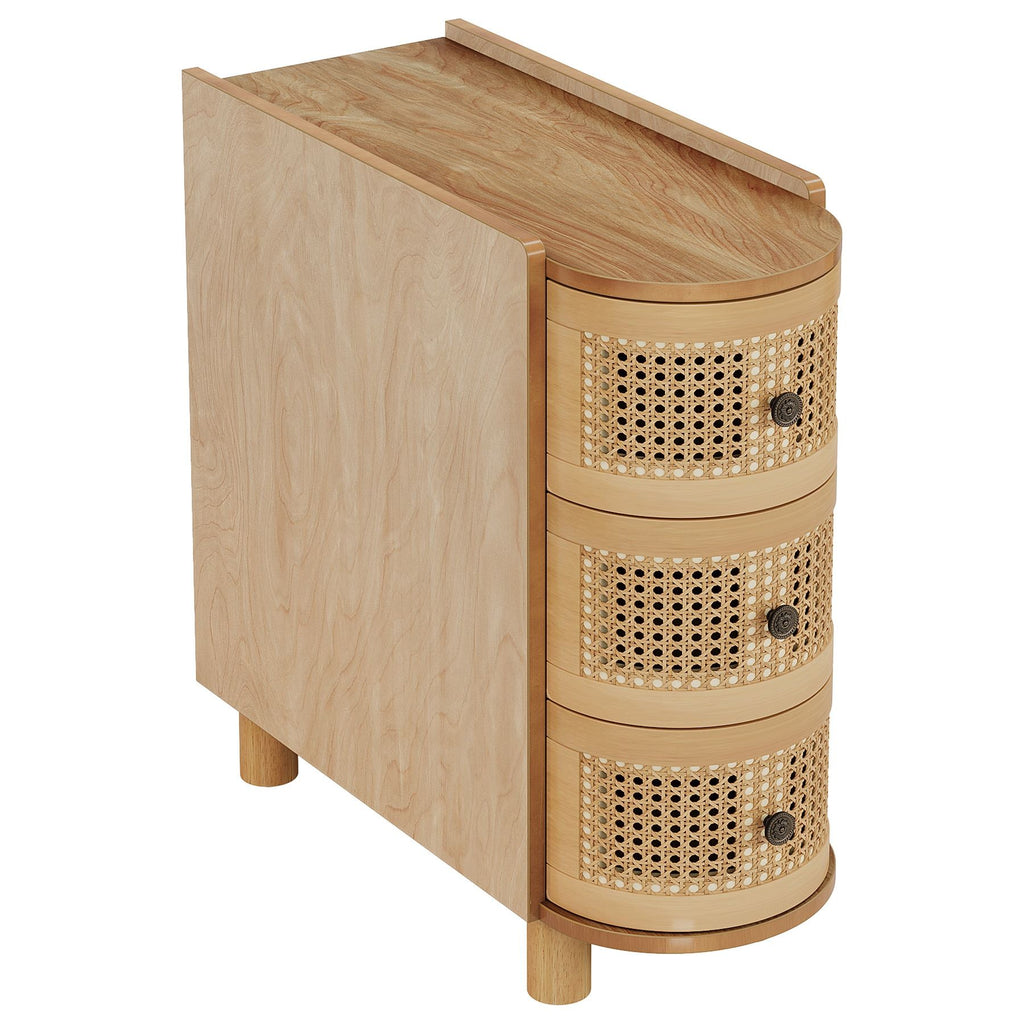 Curved Three-Drawer End Table and Nightstand