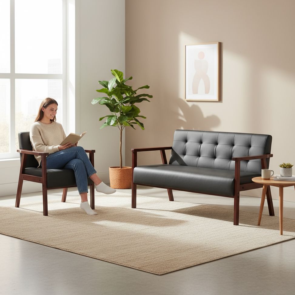 Classic Frame Accent Armchair with Tufted Back