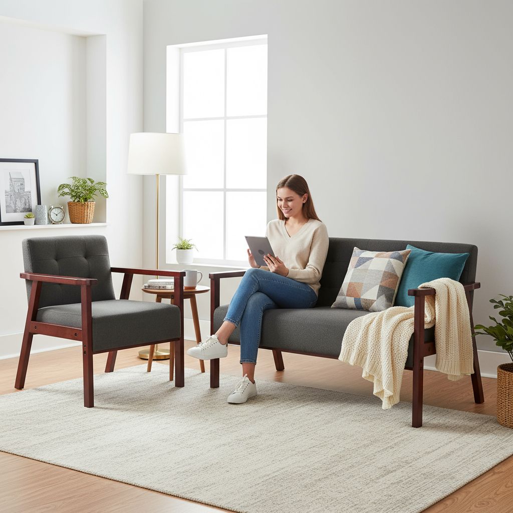 Classic Frame Accent Armchair with Tufted Back