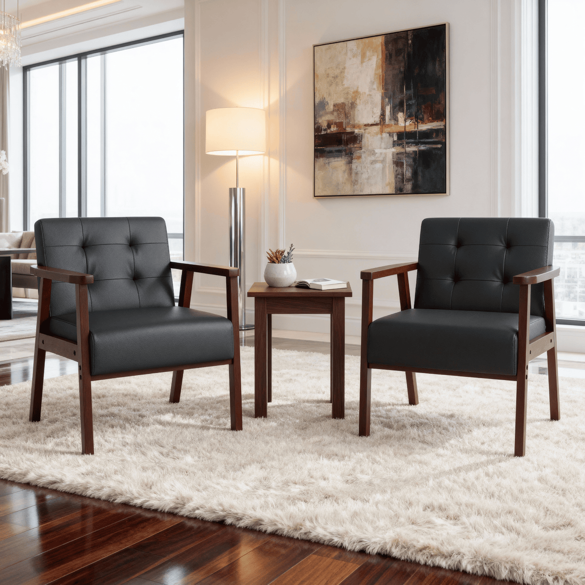 Classic Frame Accent Armchair with Tufted Back