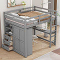 Full-Size Loft Bed with Wardrobe, Desk, Shelves, and Drawers