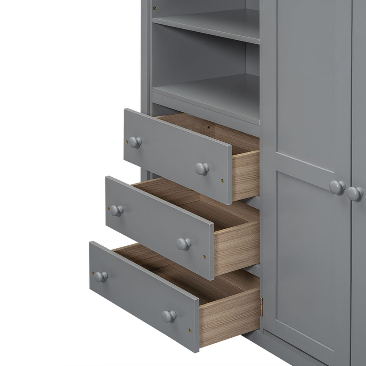 Full-Size Loft Bed with Wardrobe, Desk, Shelves, and Drawers