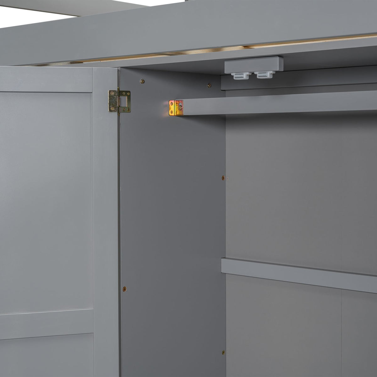 Full-Size Loft Bed with Wardrobe, Desk, Shelves, and Drawers