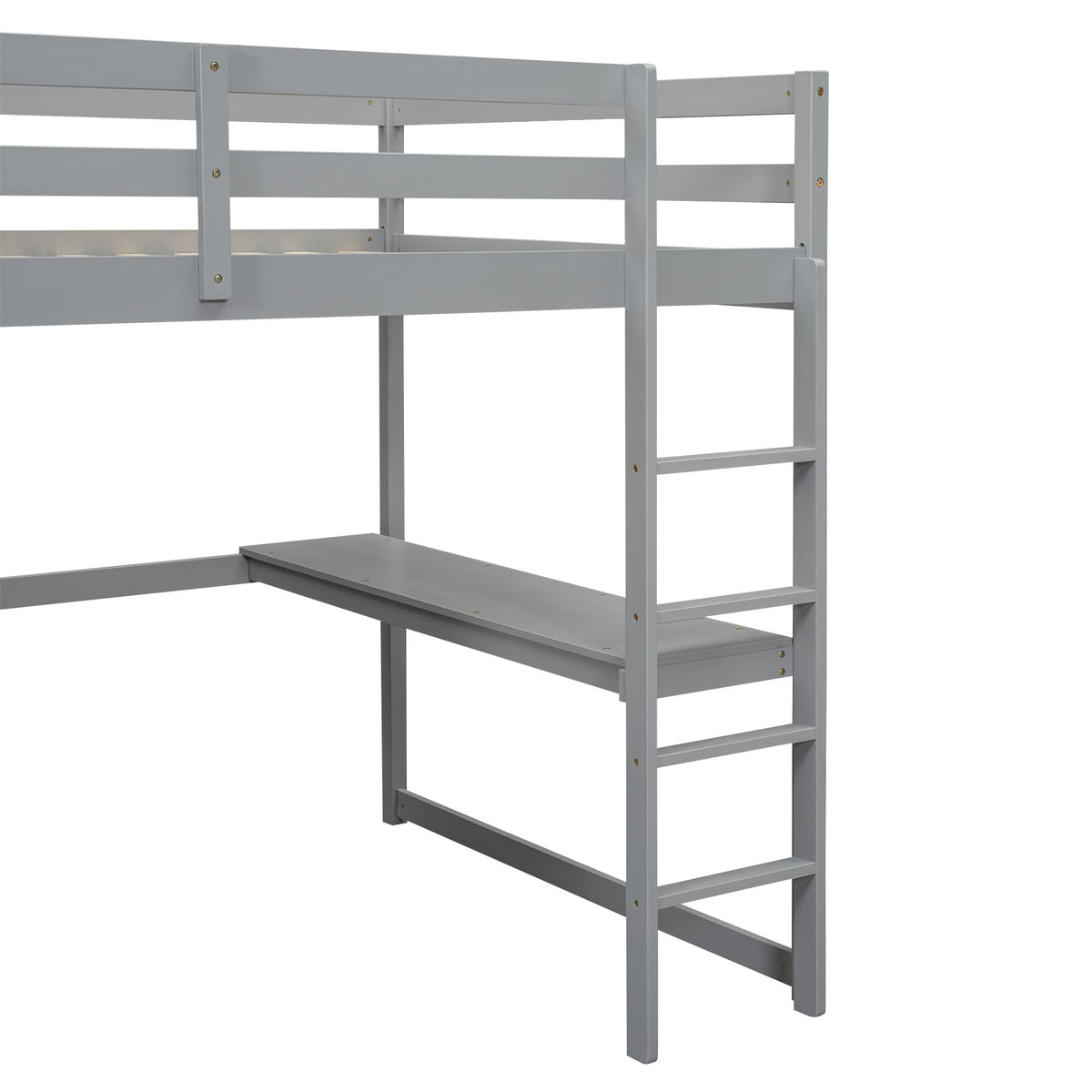 Full-Size Loft Bed with Wardrobe, Desk, Shelves, and Drawers
