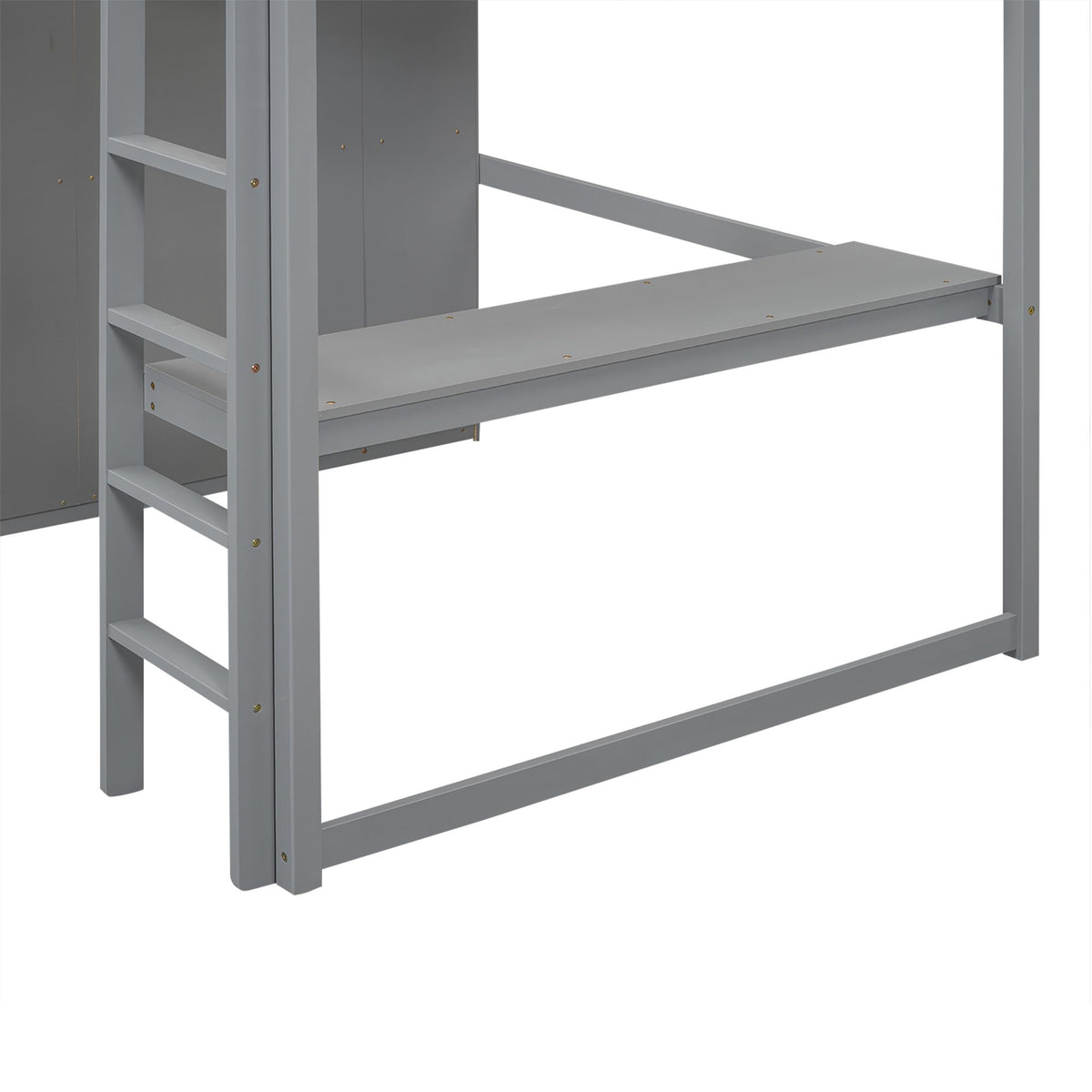 Full-Size Loft Bed with Wardrobe, Desk, Shelves, and Drawers