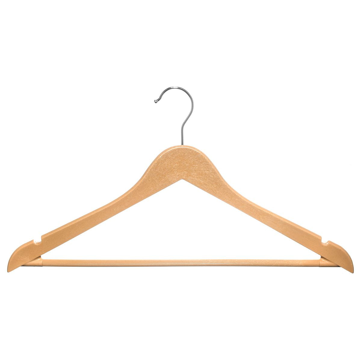 Wood-Like Bioplastic Clothes Hanger with Trouser Bar and Shoulder Notches