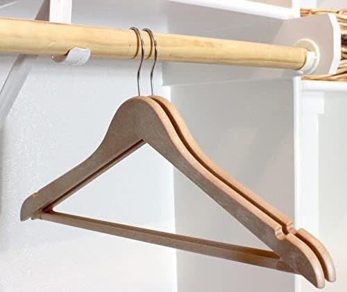 Wood-Like Bioplastic Clothes Hanger with Trouser Bar and Shoulder Notches