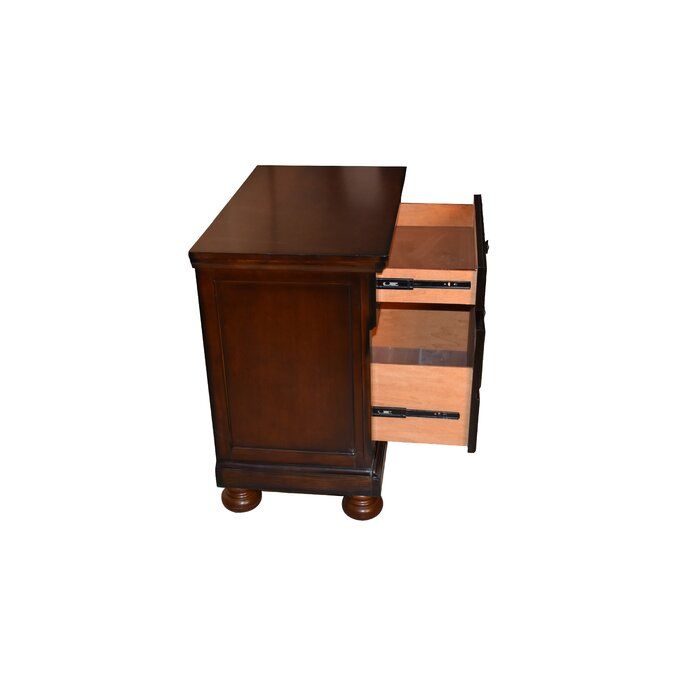Dark Walnut Nightstand with Hidden Jewelry Drawer