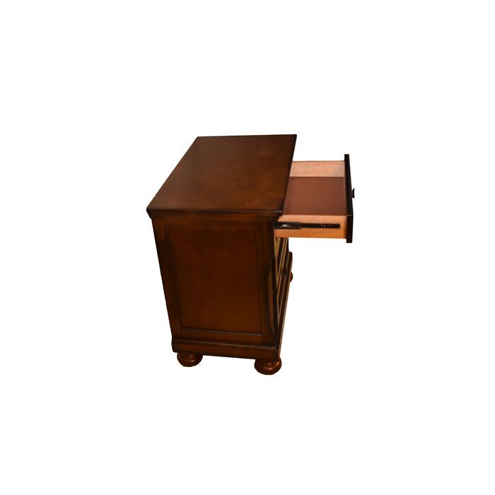 Dark Walnut Nightstand with Hidden Jewelry Drawer