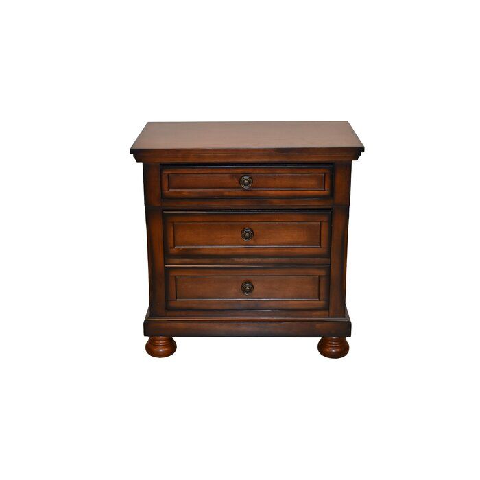 Dark Walnut Nightstand with Hidden Jewelry Drawer