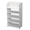 Five-Tier Carved Shoe Rack for Organized Entryway