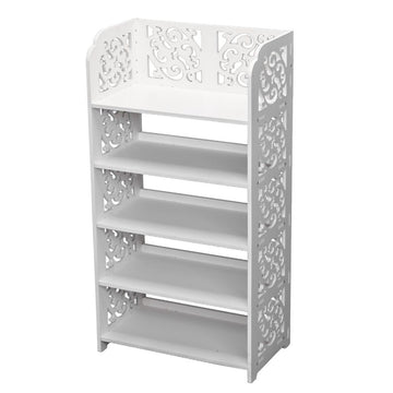 Five-Tier Carved Shoe Rack for Organized Entryway