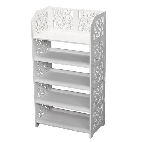 Five-Tier Carved Shoe Rack for Organized Entryway