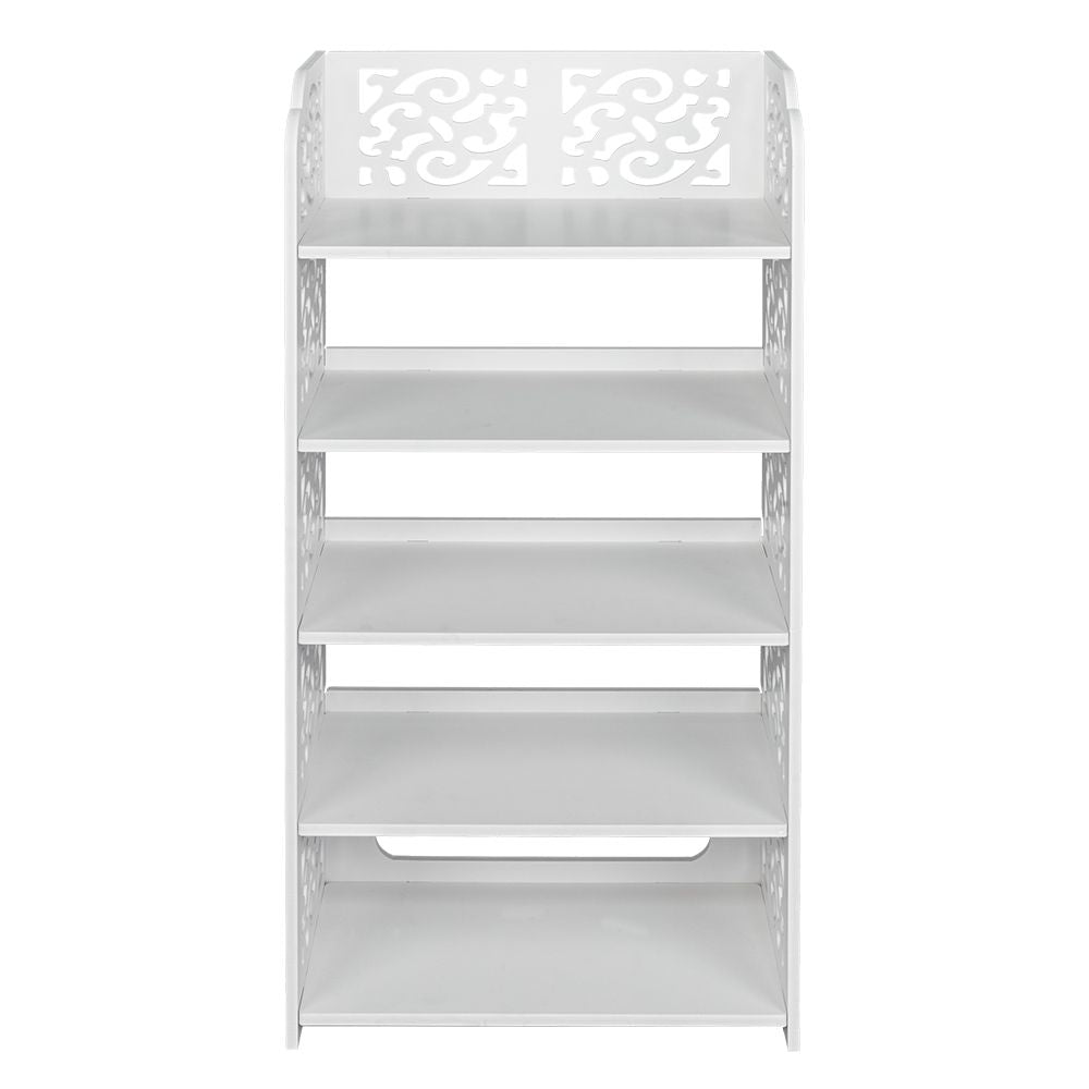 Five-Tier Carved Shoe Rack for Organized Entryway