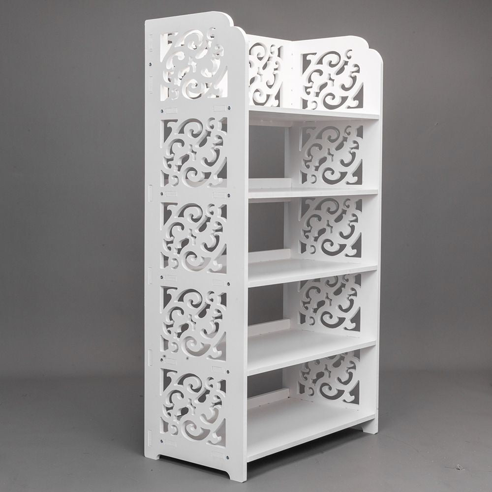 Five-Tier Carved Shoe Rack for Organized Entryway