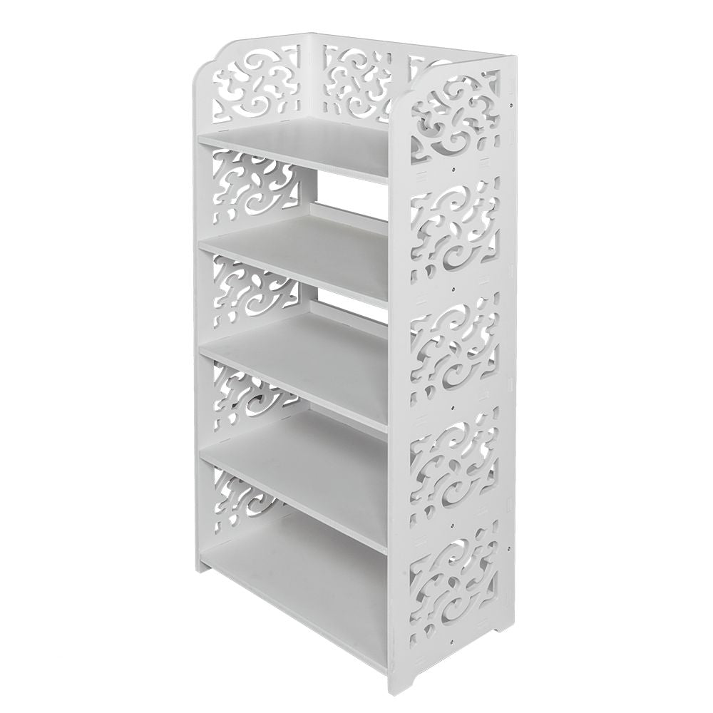 Five-Tier Carved Shoe Rack for Organized Entryway
