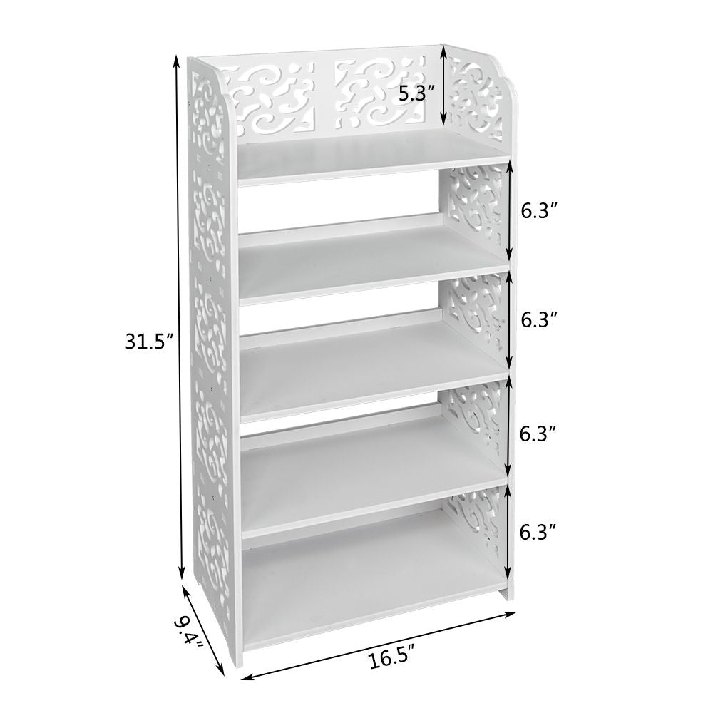 Five-Tier Carved Shoe Rack for Organized Entryway