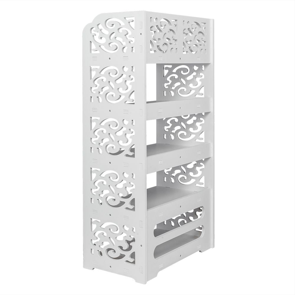 Five-Tier Carved Shoe Rack for Organized Entryway