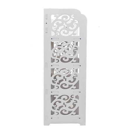 4-Tier Carved Shoe Rack in White – Wood-Plastic Board