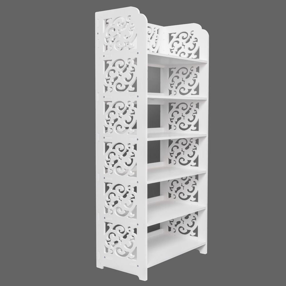 Wood-Plastic Board Six Tiers Carved Shoe Rack – water-ready & Easy Assembly