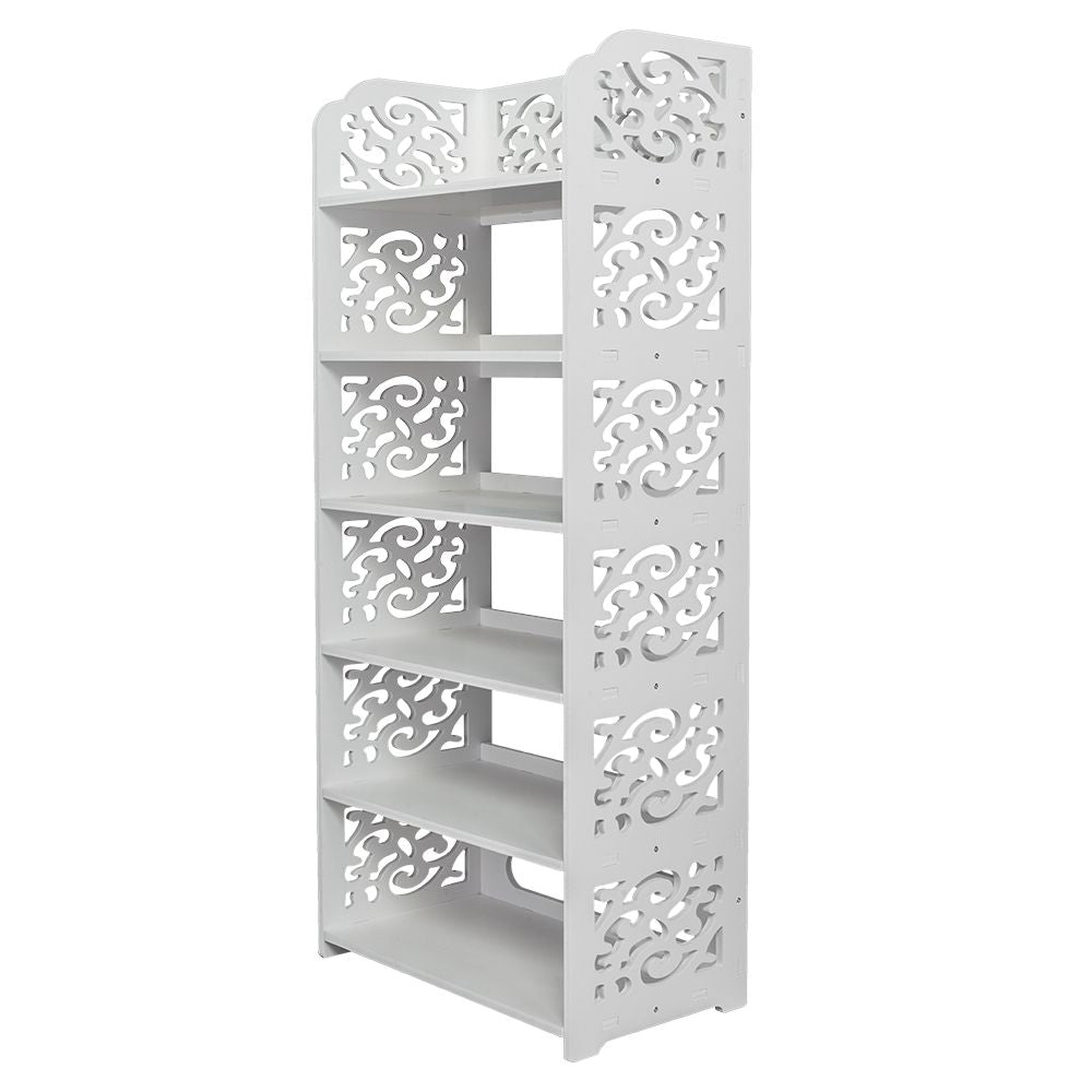Wood-Plastic Board Six Tiers Carved Shoe Rack – water-ready & Easy Assembly